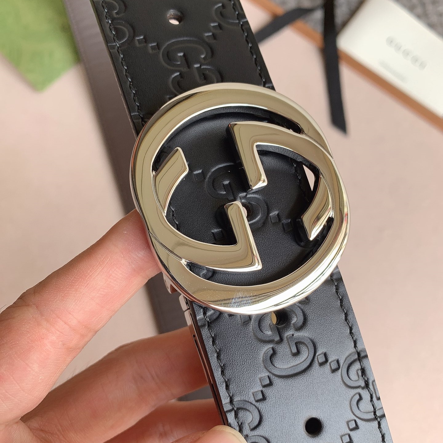 GG Men's logo buckle Reversible classic Cowhide belt YV24071230