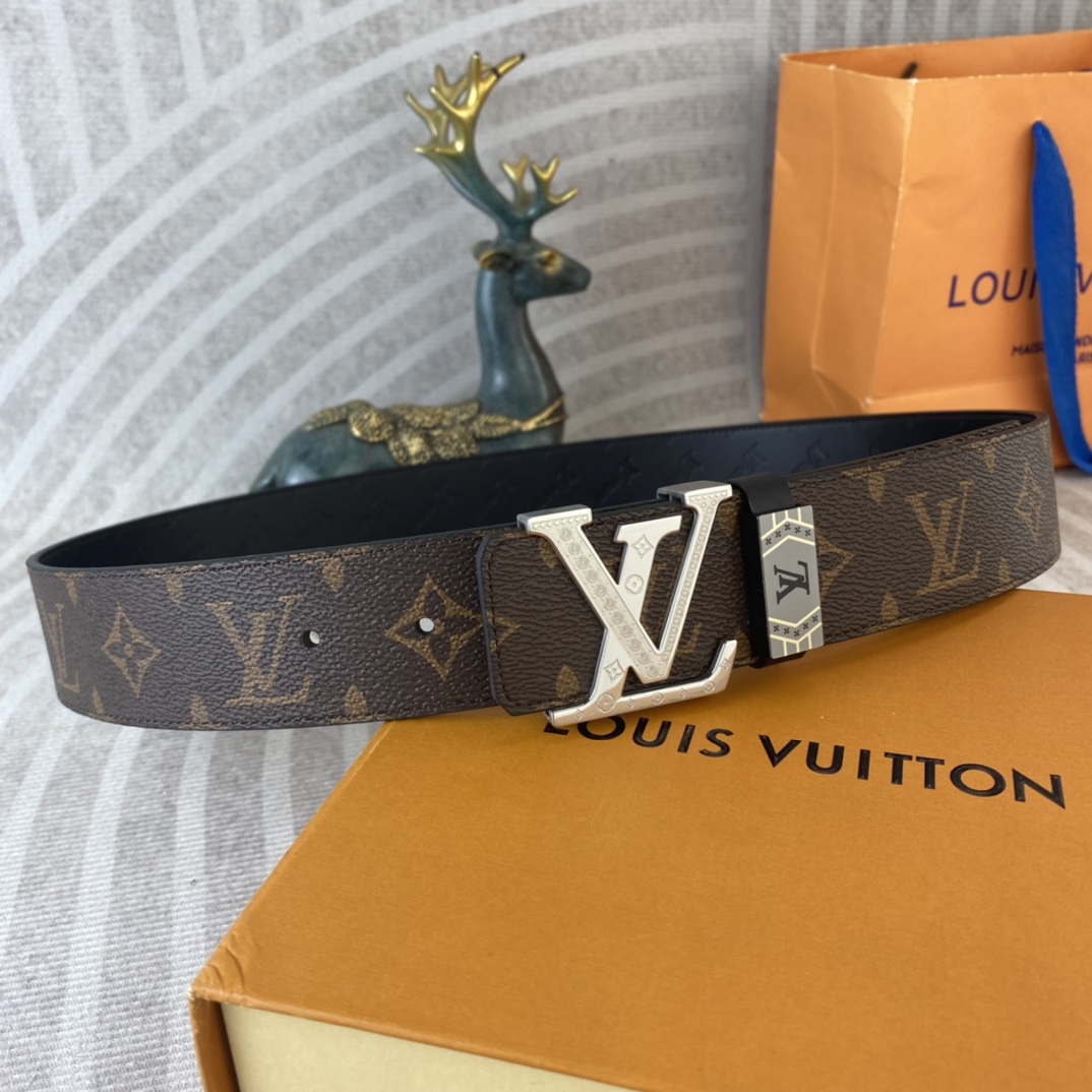 LV Men's  Monogram canvas cowhide leather belt YV24071217