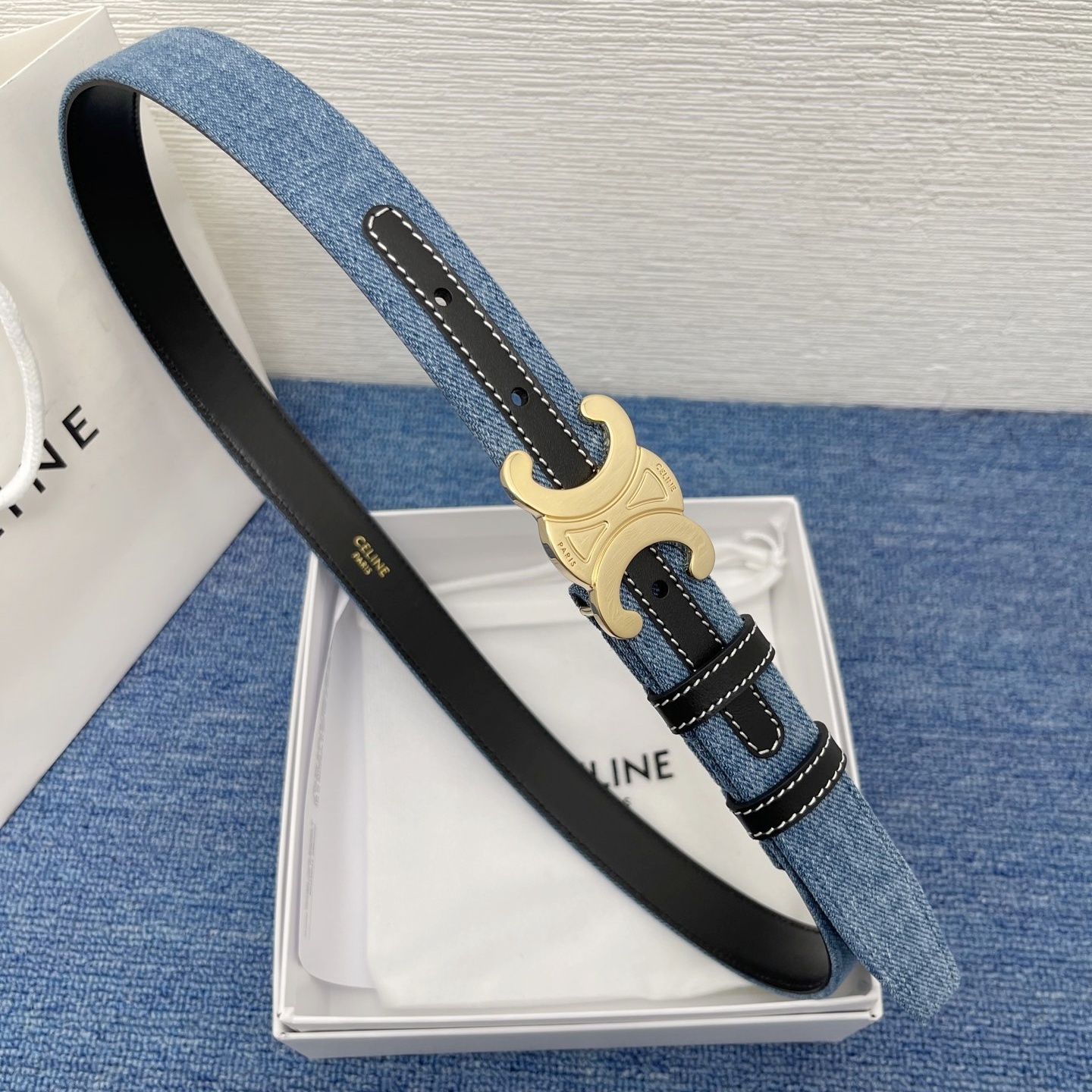 CE  Calfskin paired with Oxford cloth Belt  YV24071214