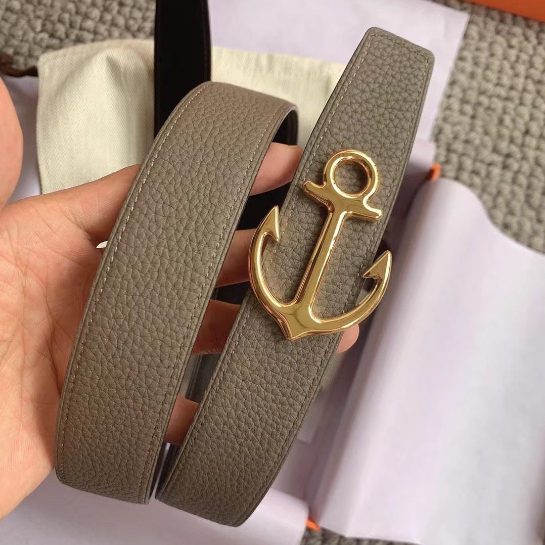 HM  Anchor - shaped buckle cowhide leather belt YV24071227