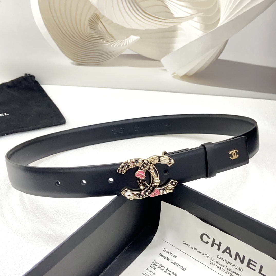 CH Classic double-C buckle leather belt  YV24071205