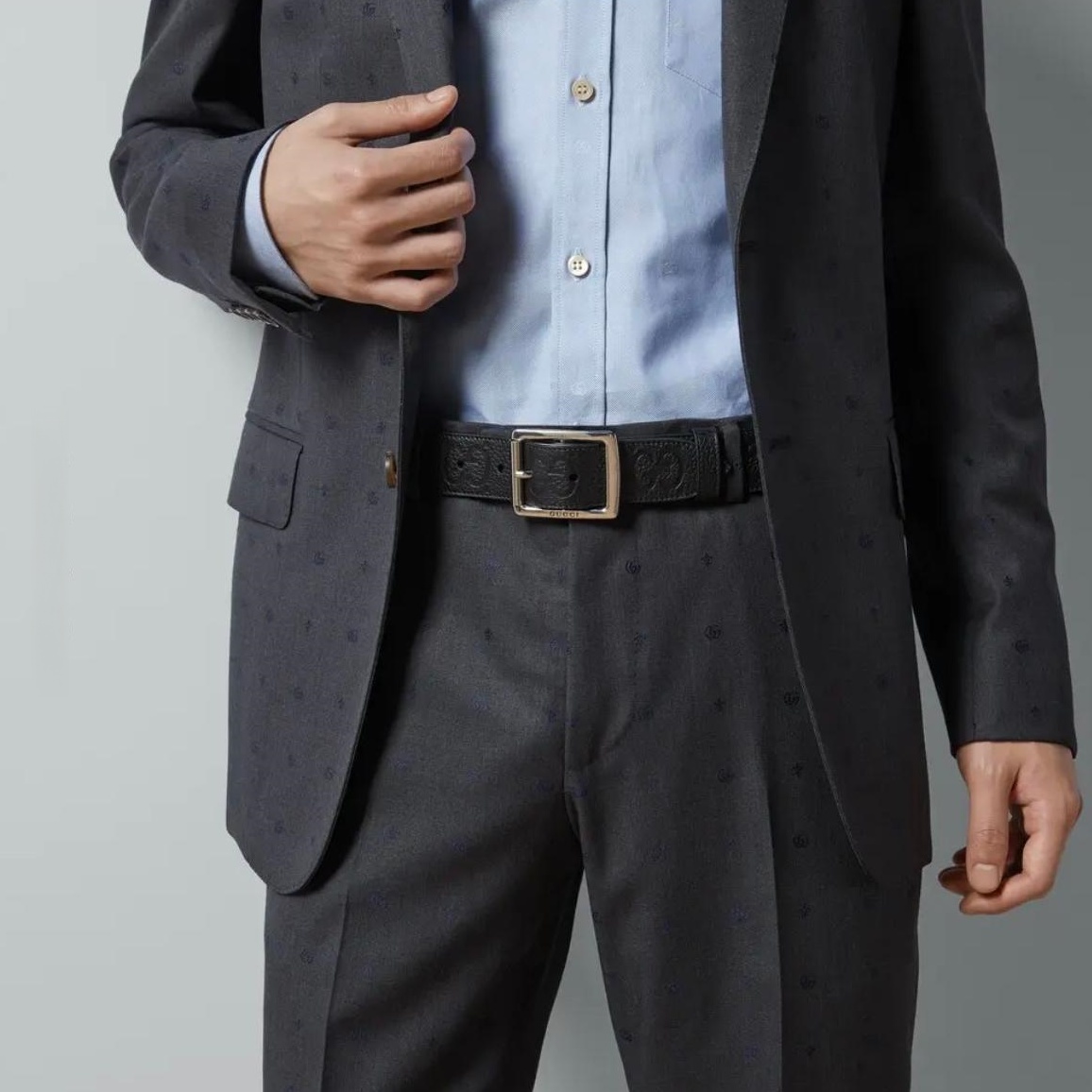 GG Early Spring Collection Men's Metal  logo cowhide Belt 3.5cm  YV24052215