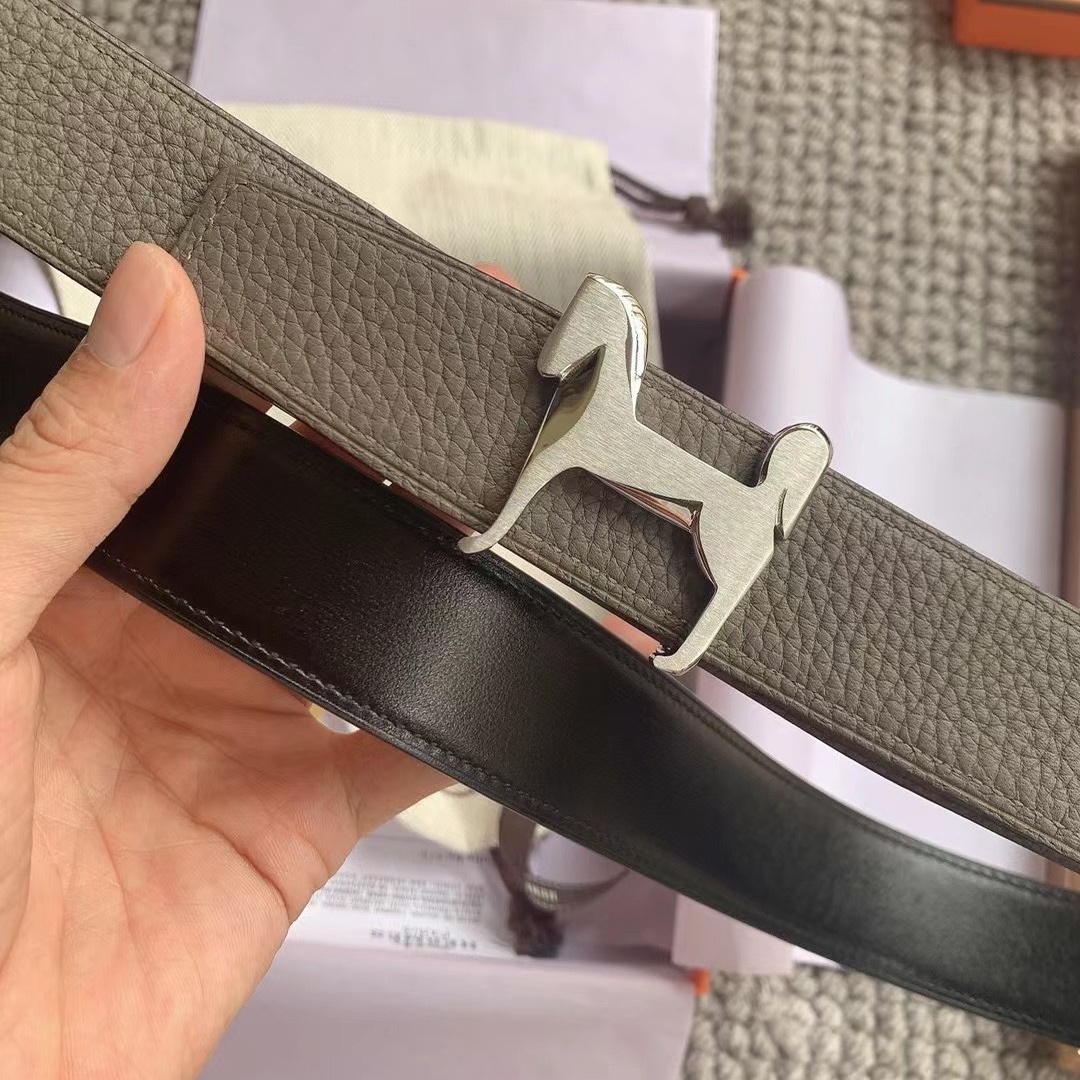 H  horse - styled buckle cowhide leather belt YV24071224