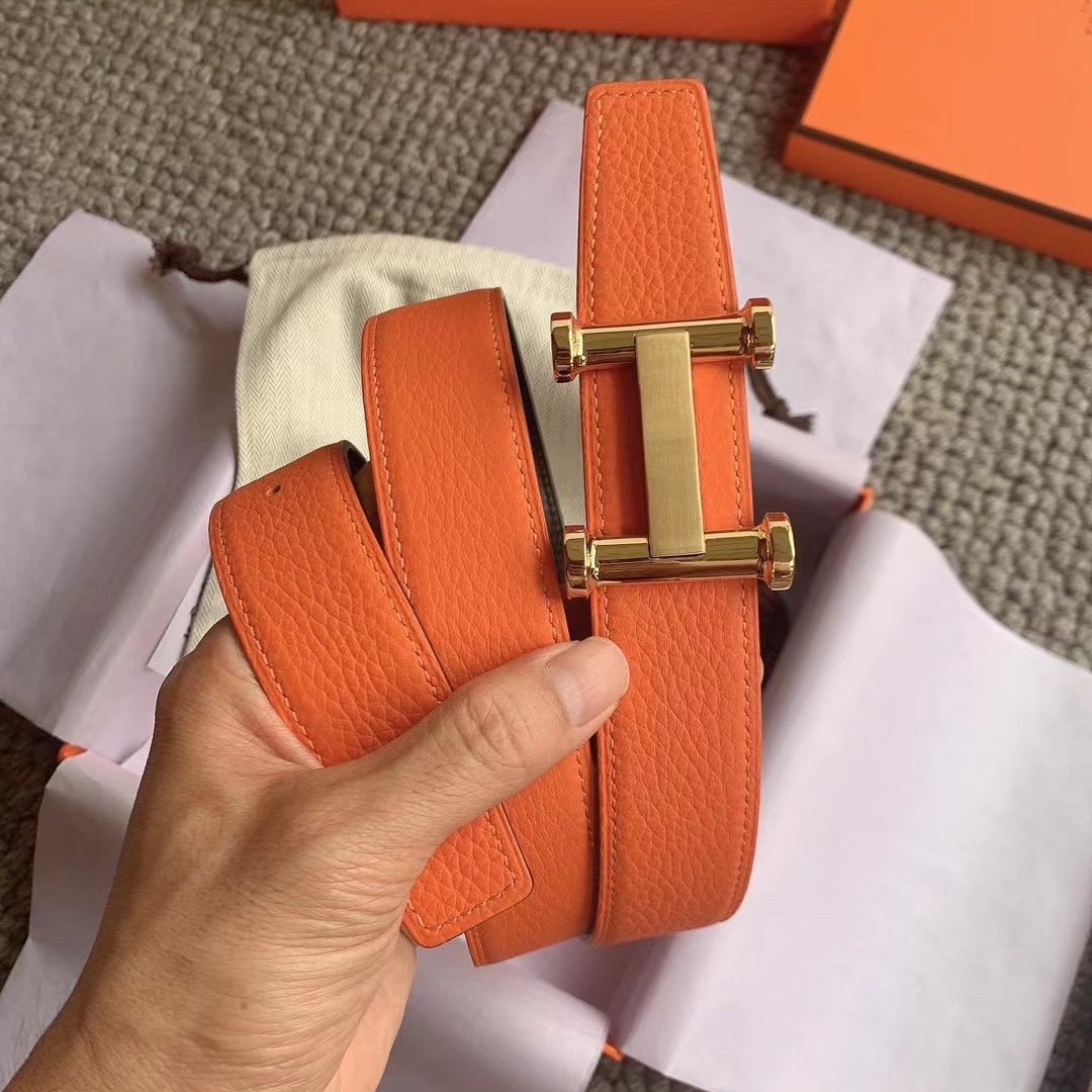 HM  Classic H - shape buckle cowhide leather belt YV24071228