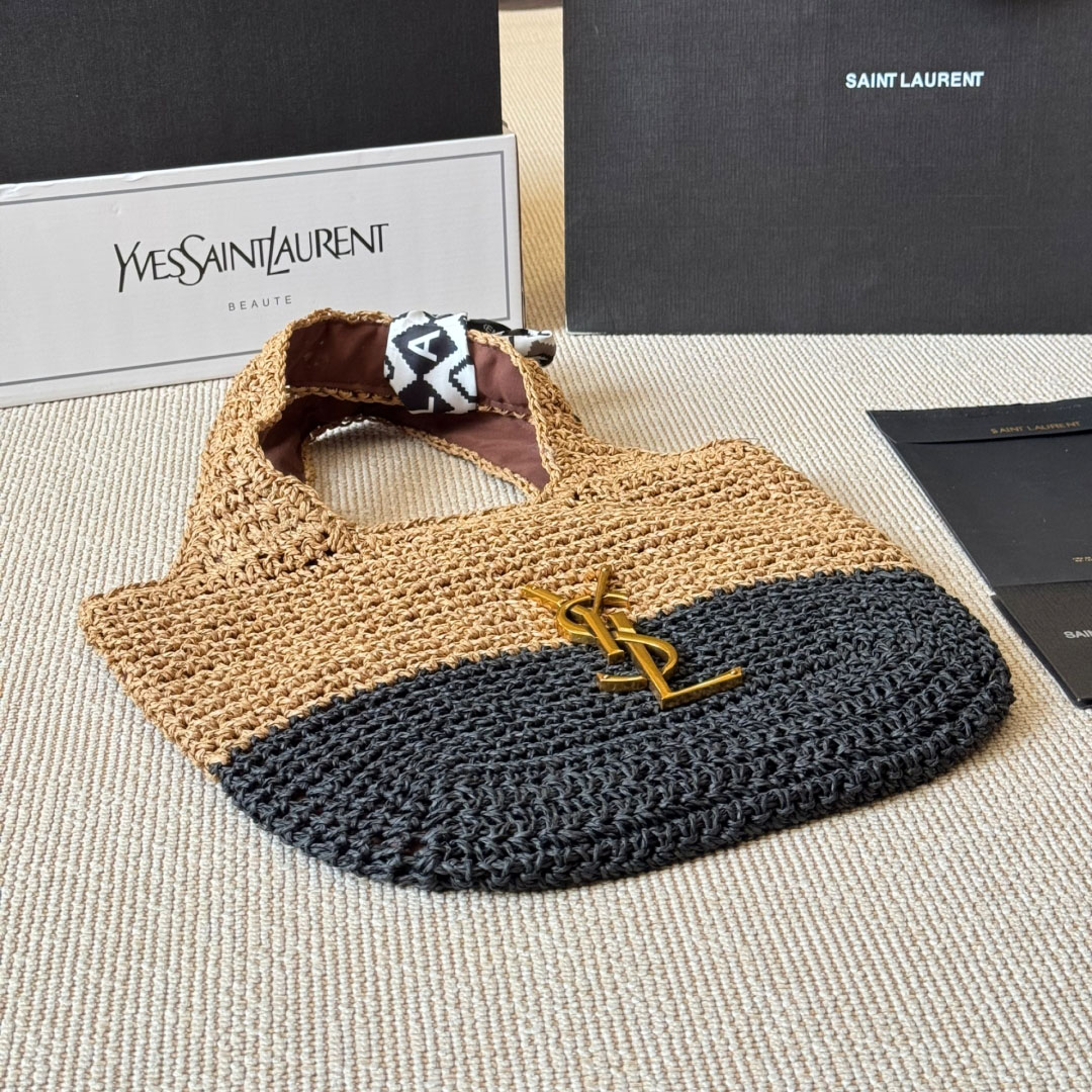 YSL Straw Colorblock Tote Bag DD25071449