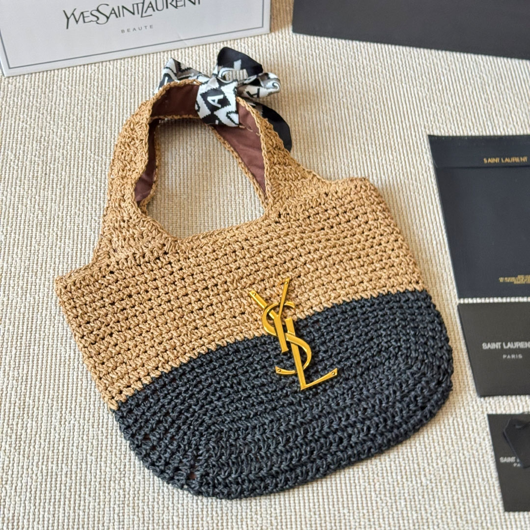 YSL Straw Colorblock Tote Bag DD25071449