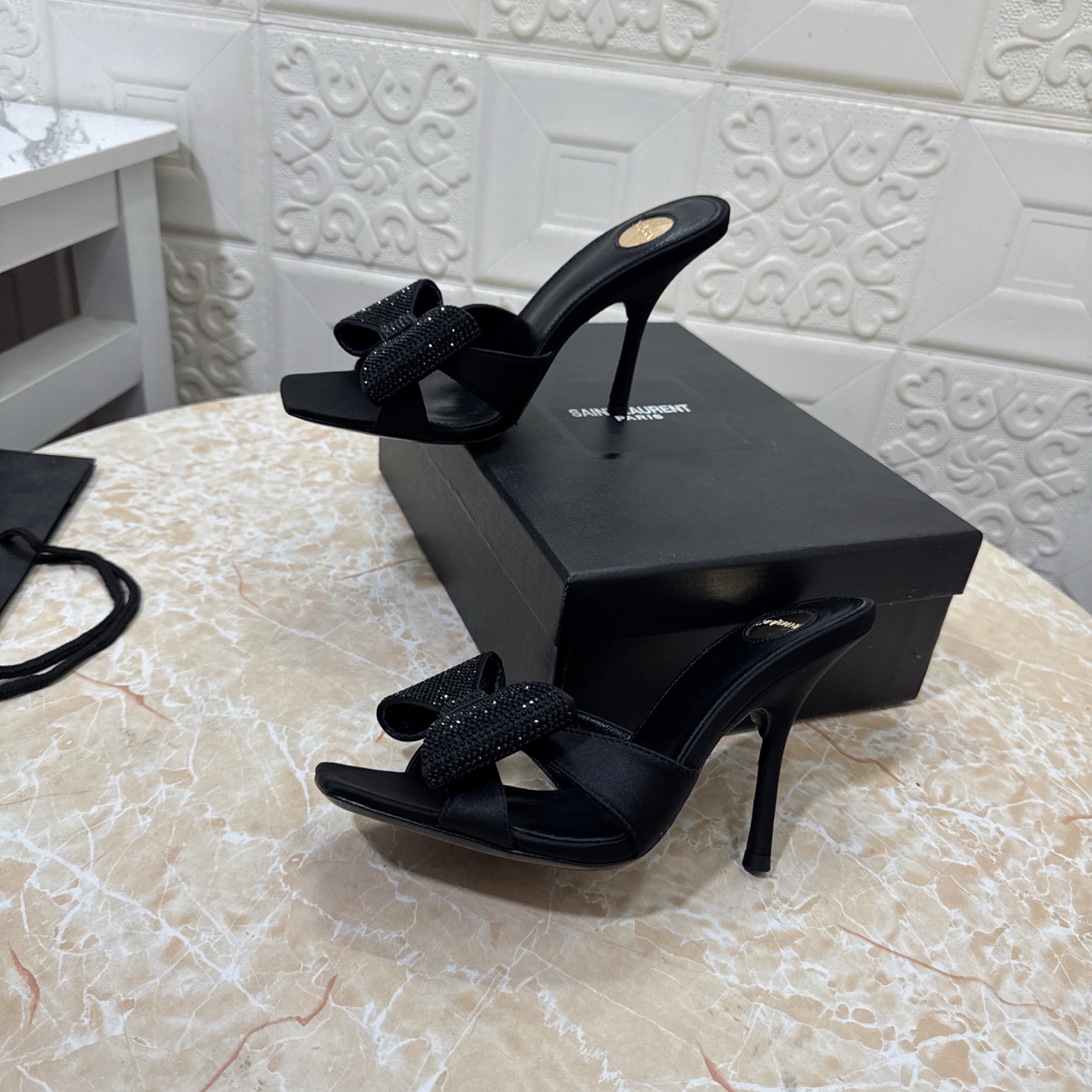 YSL Sandals with Rhinestone Flower Embellishments DD25071503