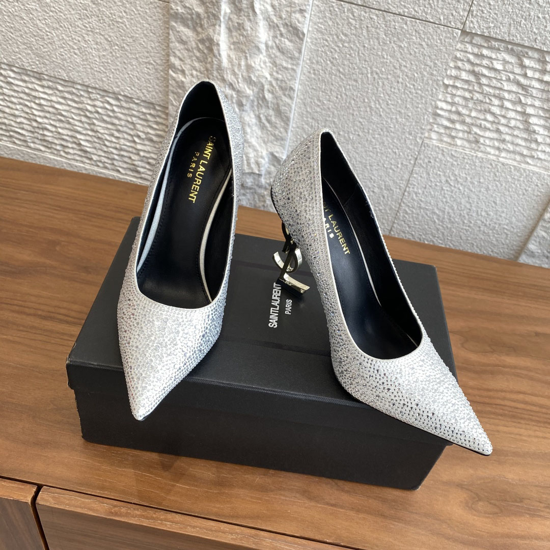 YSL Rhinestone Pointed High Heels DD25071508