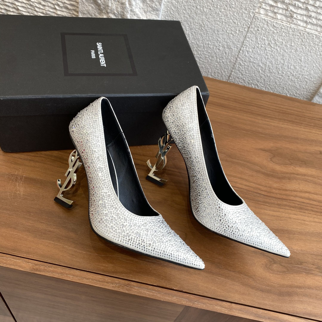 YSL Rhinestone Pointed High Heels DD25071508