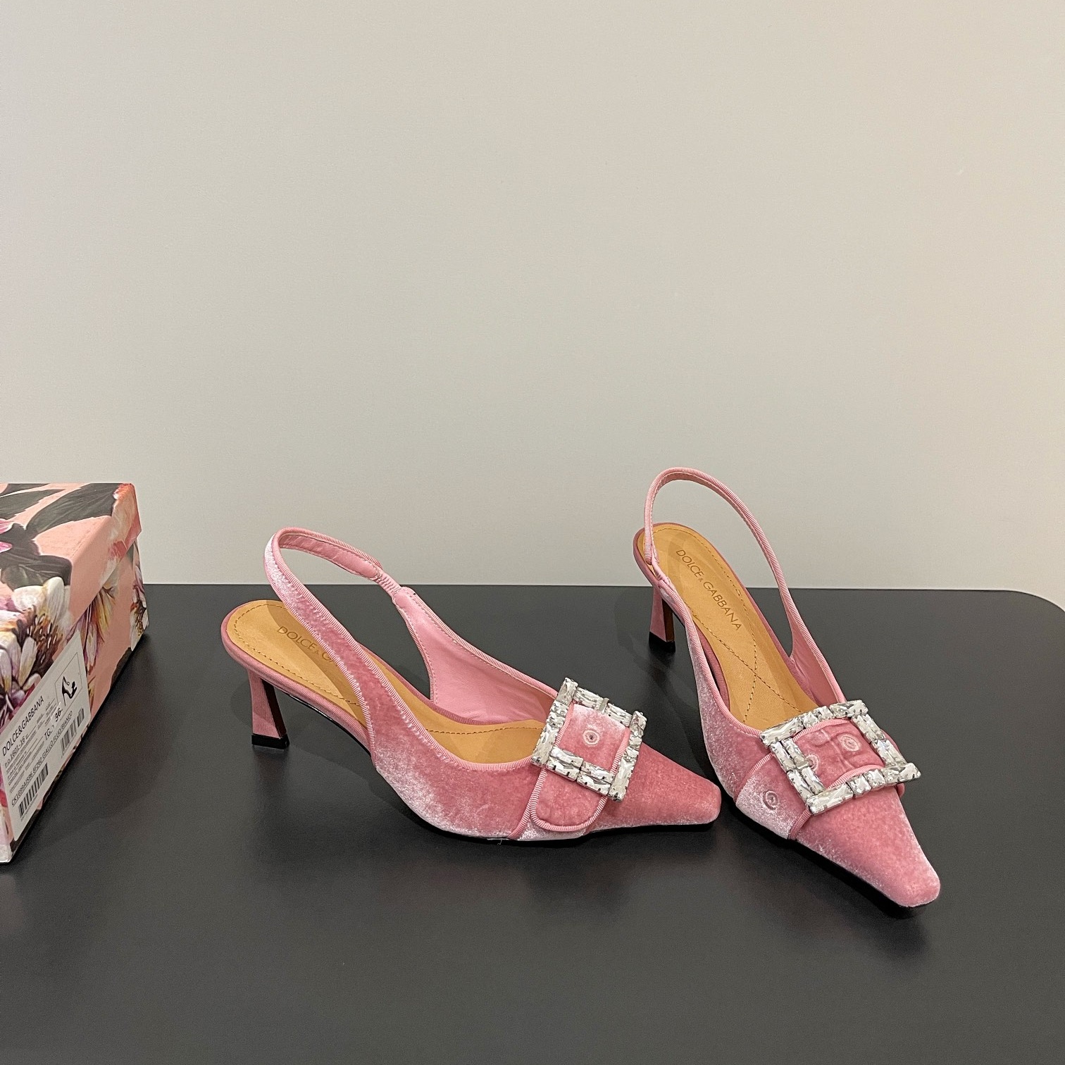 D&G  Suede - faced sling - back high - heeled shoes YV24071718