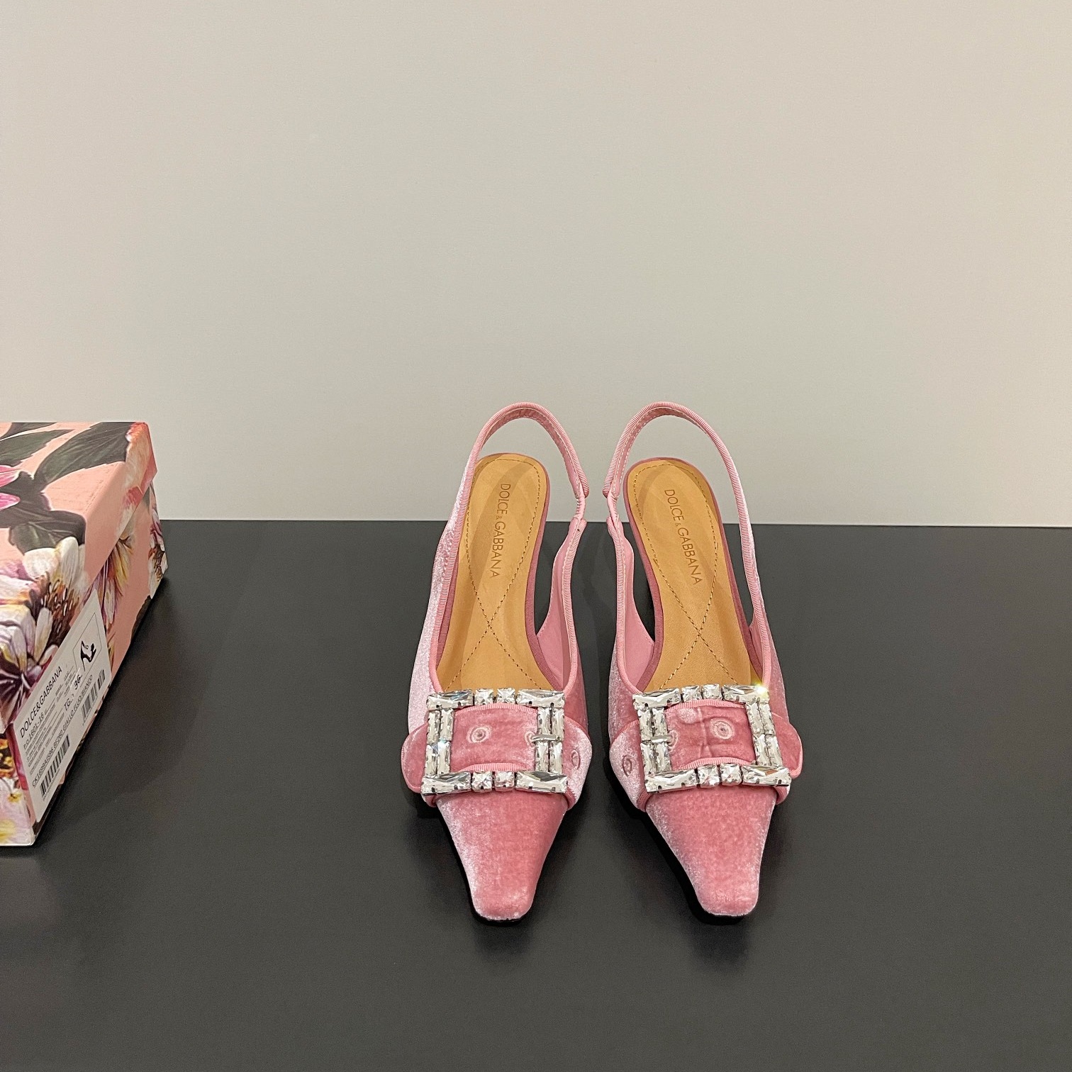 D&G  Suede - faced sling - back high - heeled shoes YV24071718