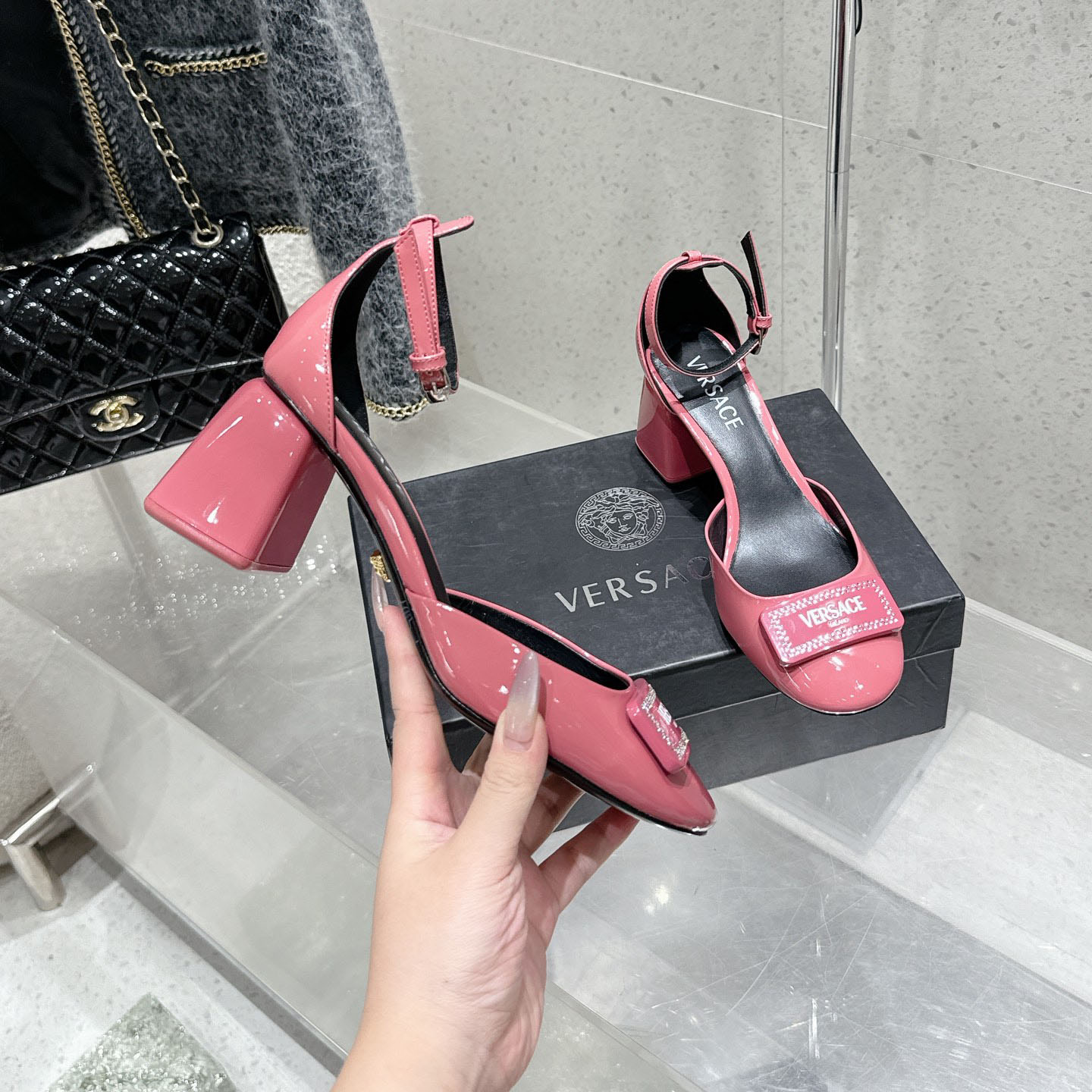 Vs Block Heel Hollow High Heels DD25071704