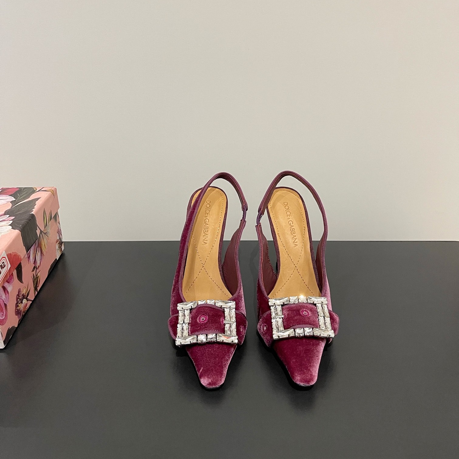 D&G  Suede - faced sling - back high - heeled shoes YV24071719