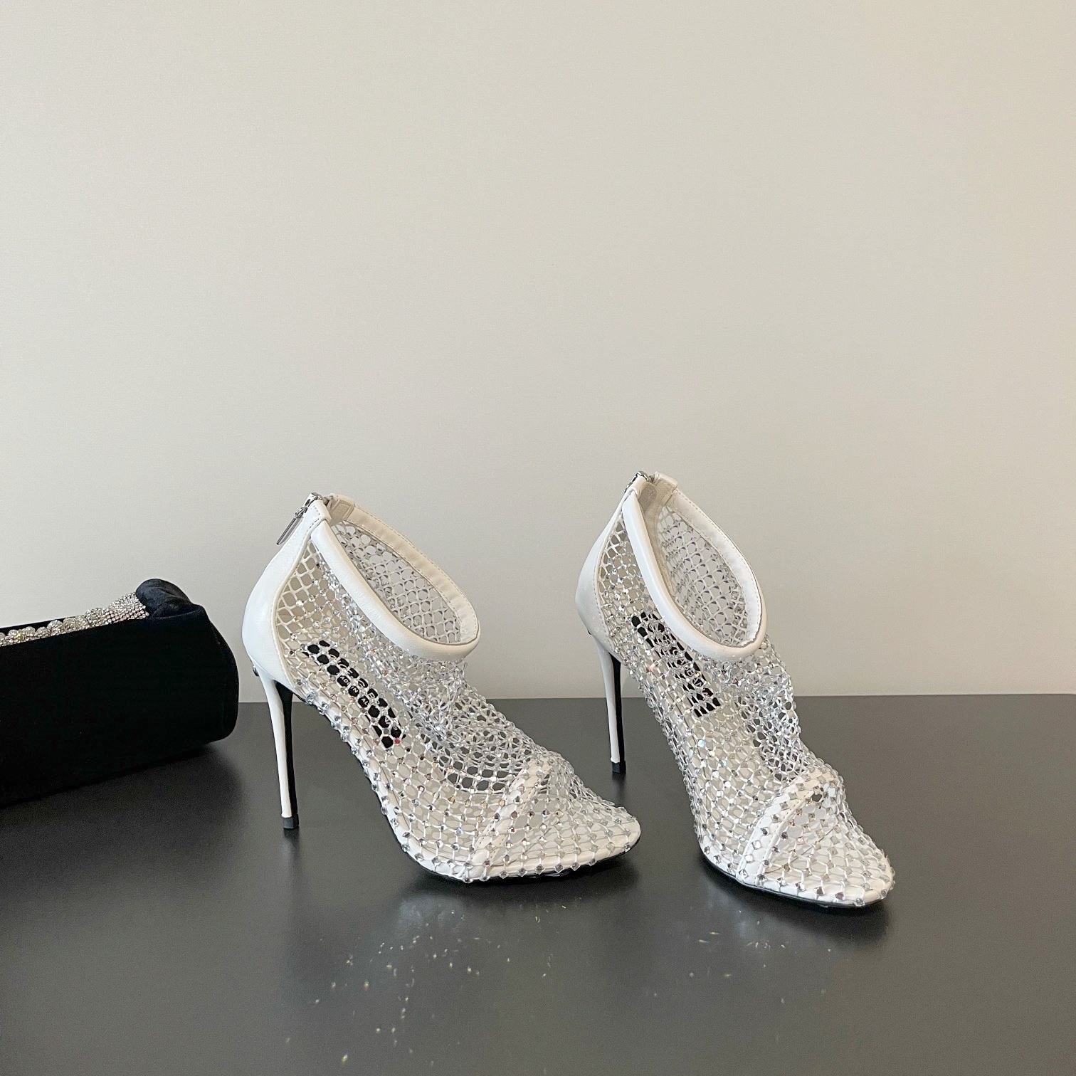 D&G  Mesh surface with heat - set rhinestones High - heeled shoes YV24071723