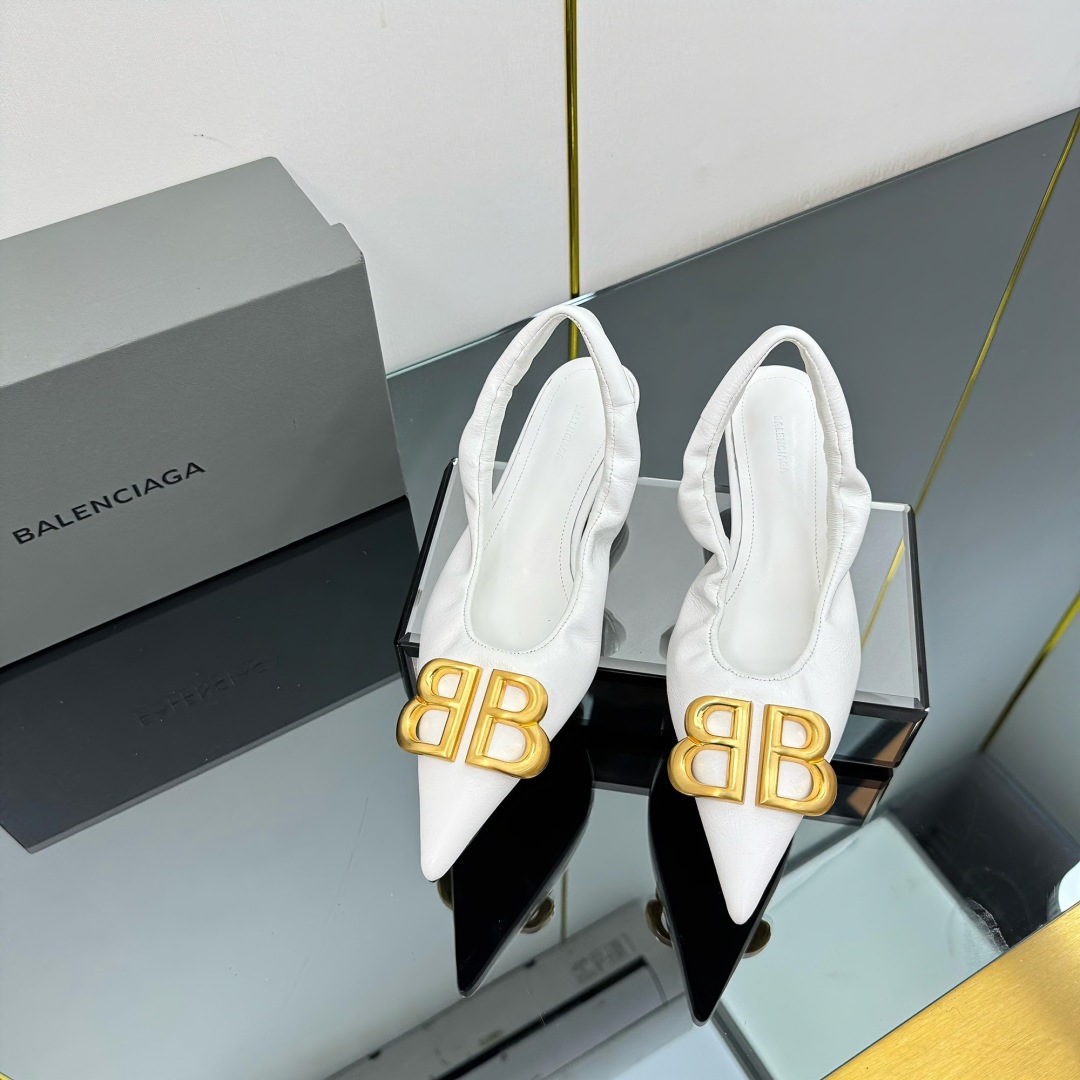 BLCG  Stylish Pointed - Toe Metal - Accent Backless High - Heels YV24071823