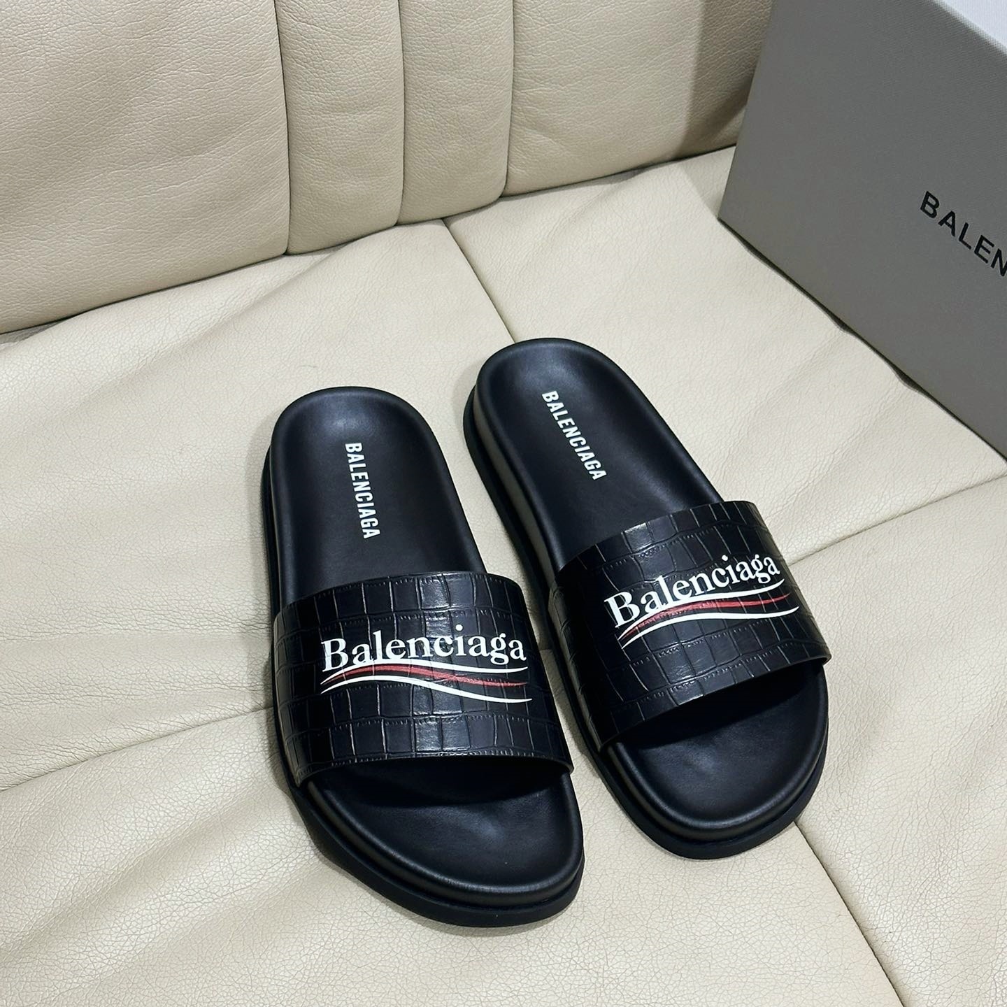 BLCG Men's Logo - Strap Cowhide Slides YV24071818