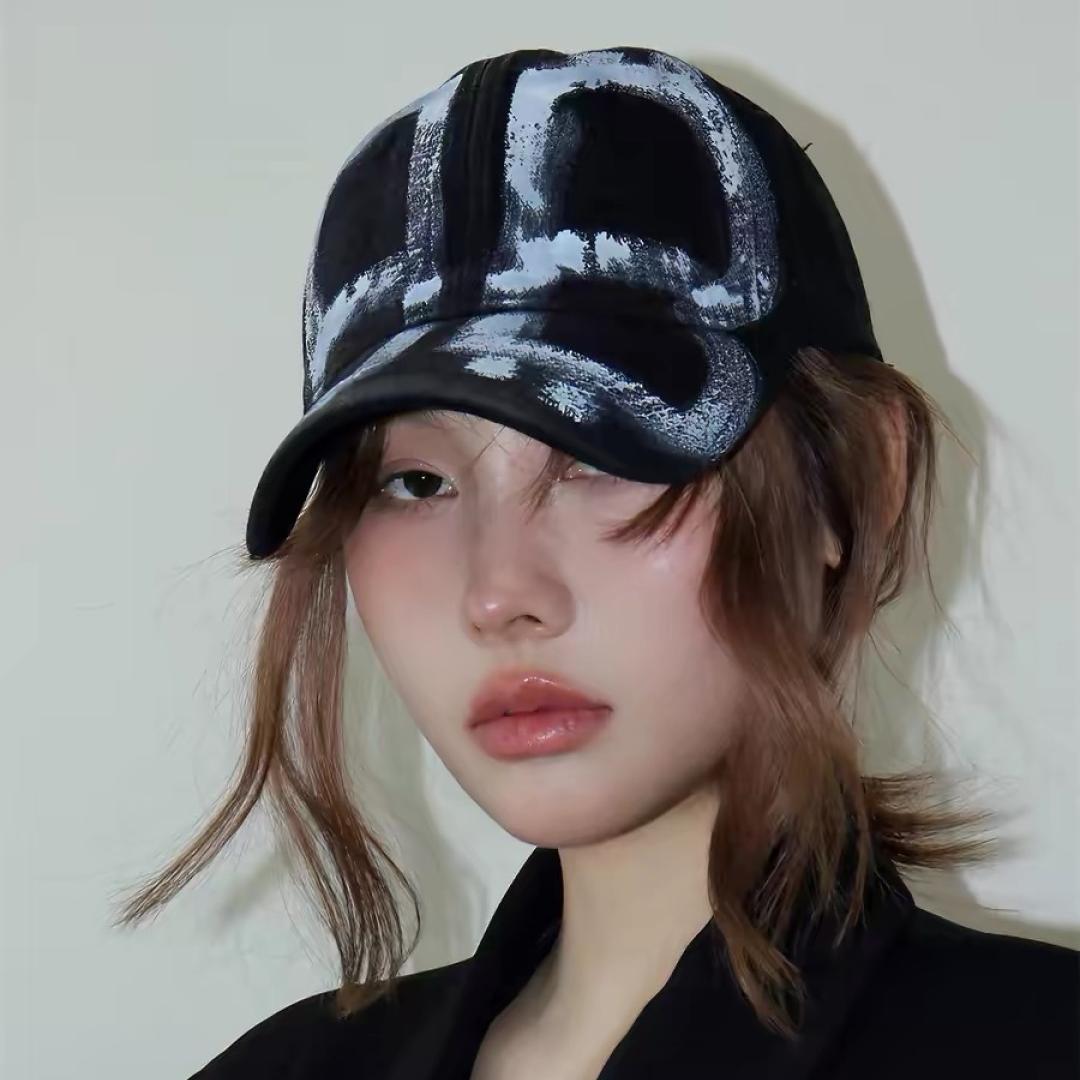 BLCG  Women's Graffiti double B washed denim deep-top baseball cap YV24071809