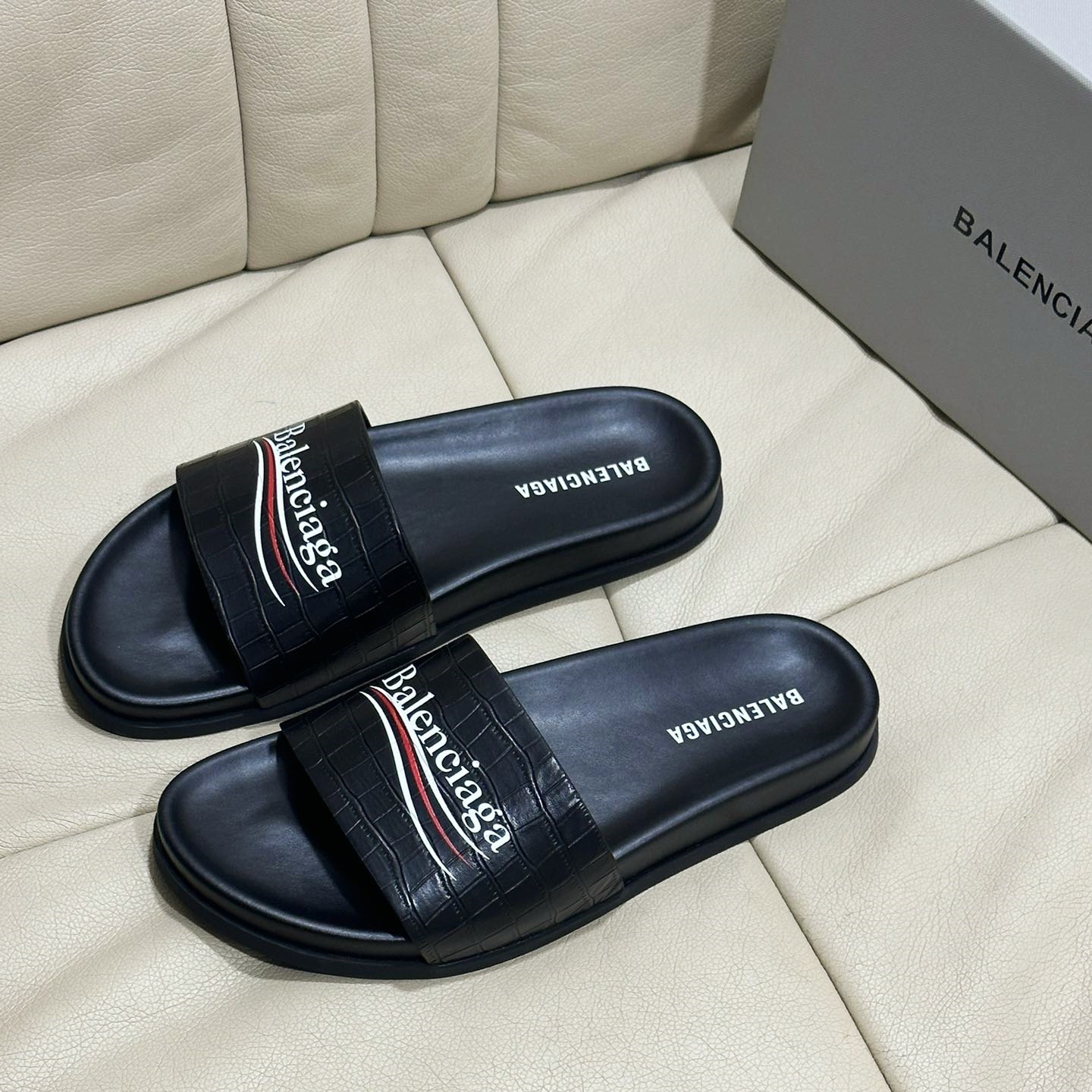 BLCG Men's Logo - Strap Cowhide Slides YV24071818