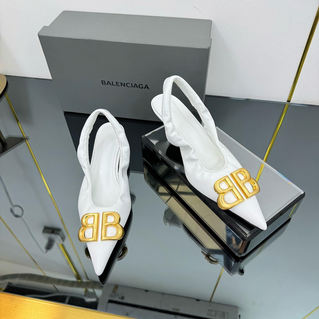 BLCG  Stylish Pointed - Toe Metal - Accent Backless High - Heels YV24071823