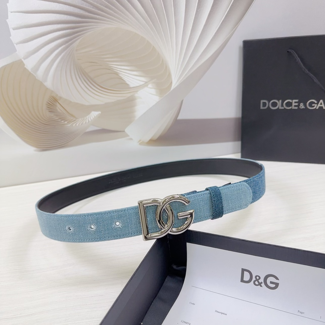 D&G Classic Unisex Denim is paired with top - grade cowhide belt YV24071904
