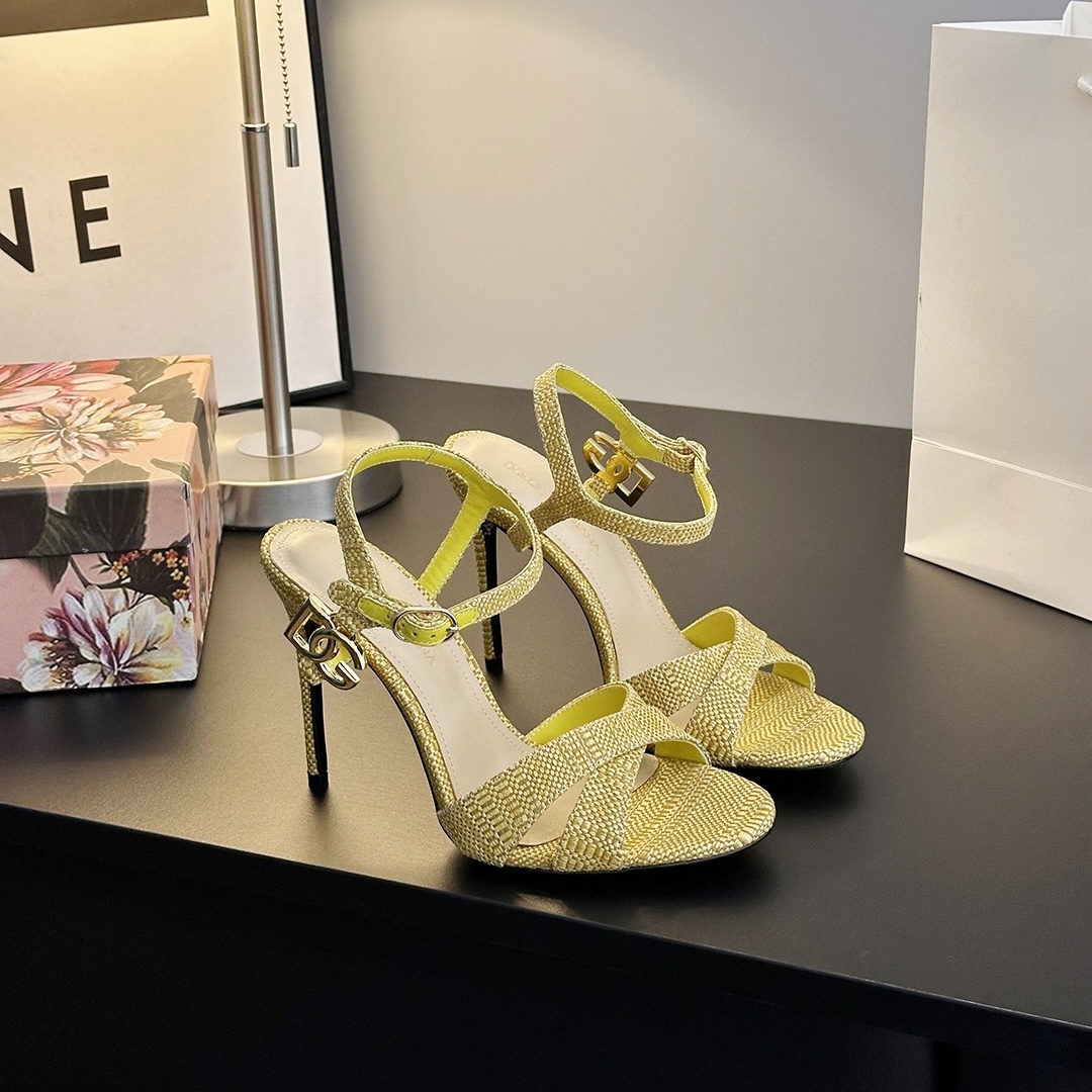 D&G  Women's Fabric Cross - Strap High - Heeled Shoes  YV24071903