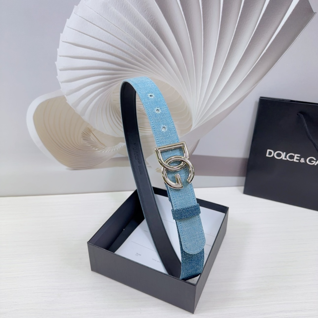 D&G Classic Unisex Denim is paired with top - grade cowhide belt YV24071904
