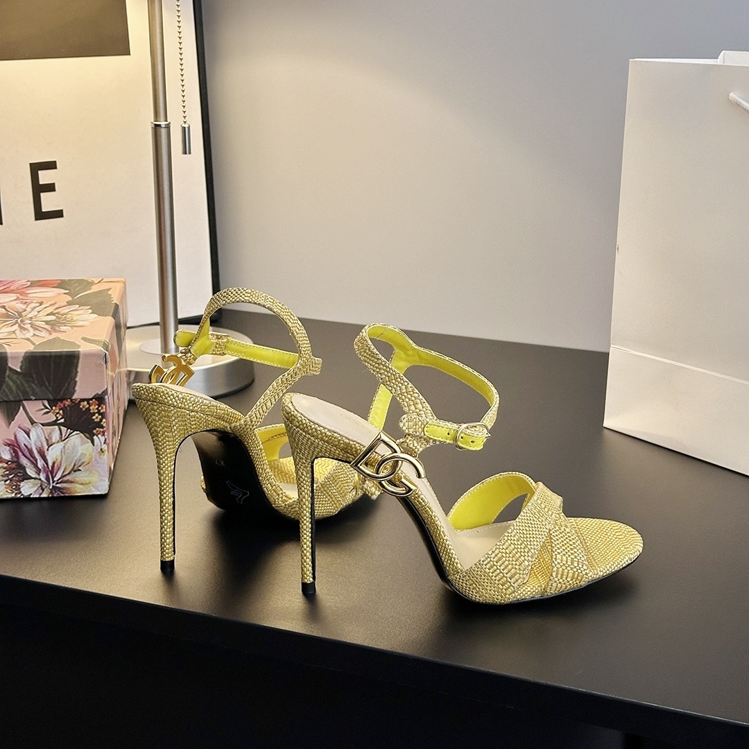 D&G  Women's Fabric Cross - Strap High - Heeled Shoes  YV24071903