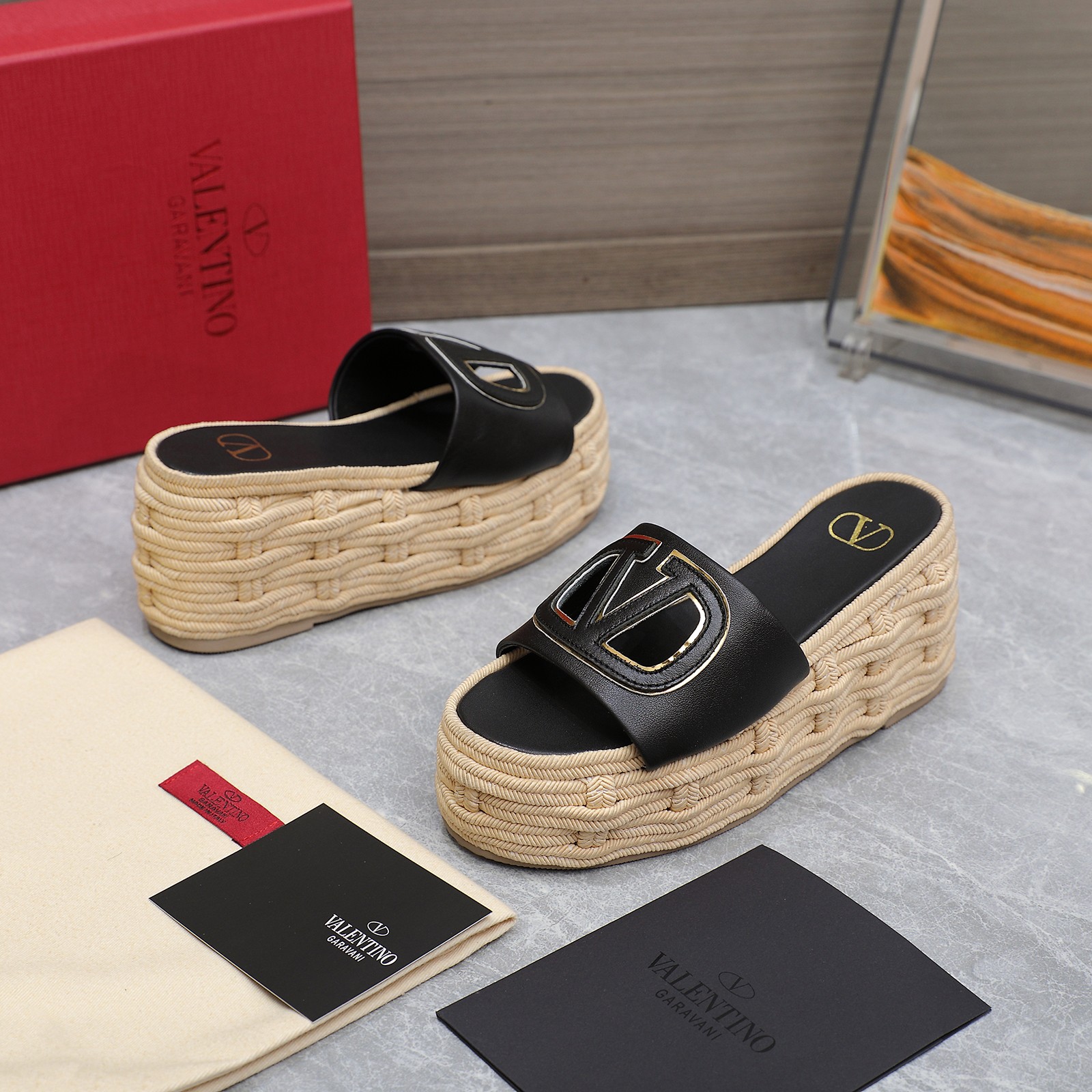 VT Wedge Sandals with Hemp Rope Sole DD25071919