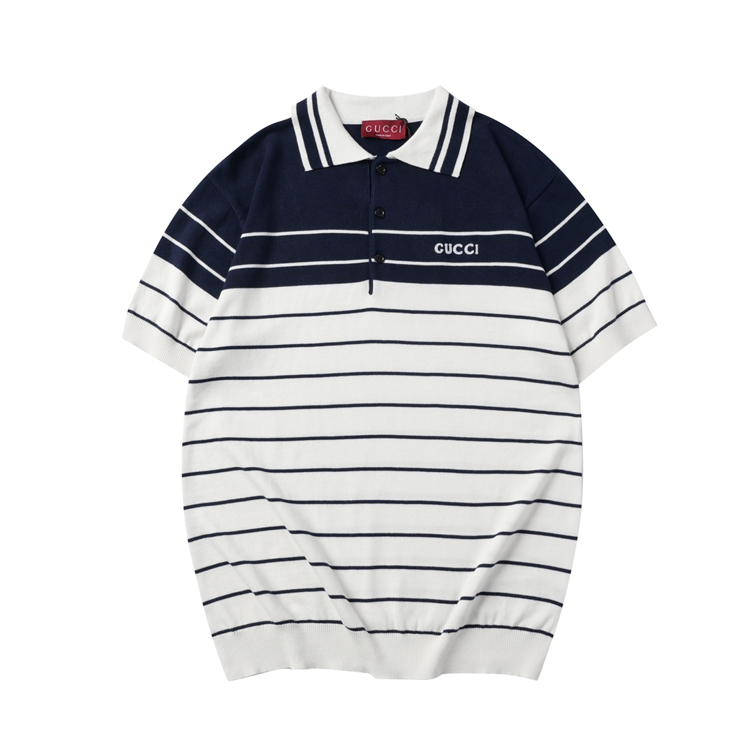 GG Stripe Knit Polo Shirt DD25072022