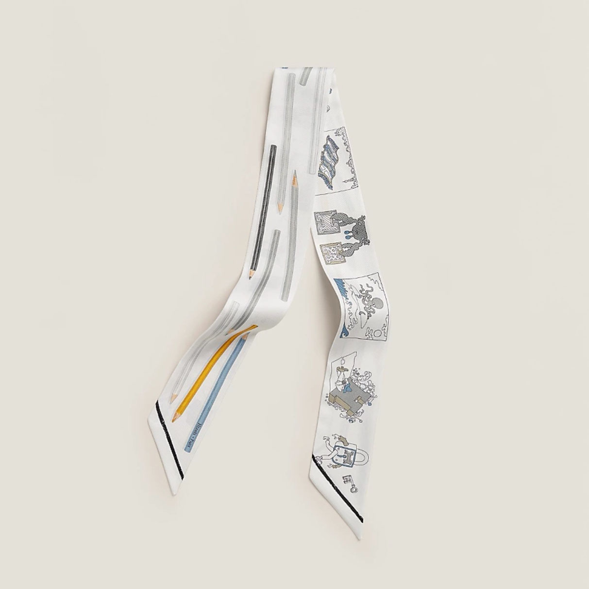 HM A Vos Crayons et Carre Libre Twilly silk scarf  YV24060108