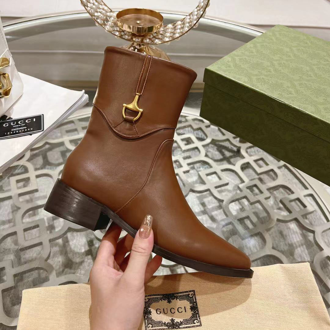 GG Half Horsebit Brown Boots DD25072101