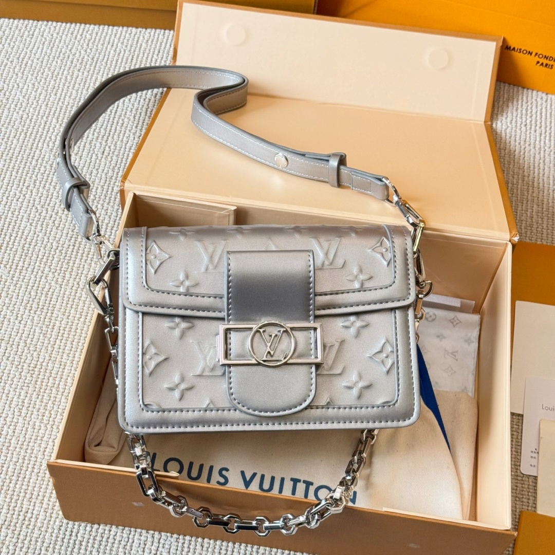 LV Silver Embossed Shoulder Dauphine Bag  YV24072315