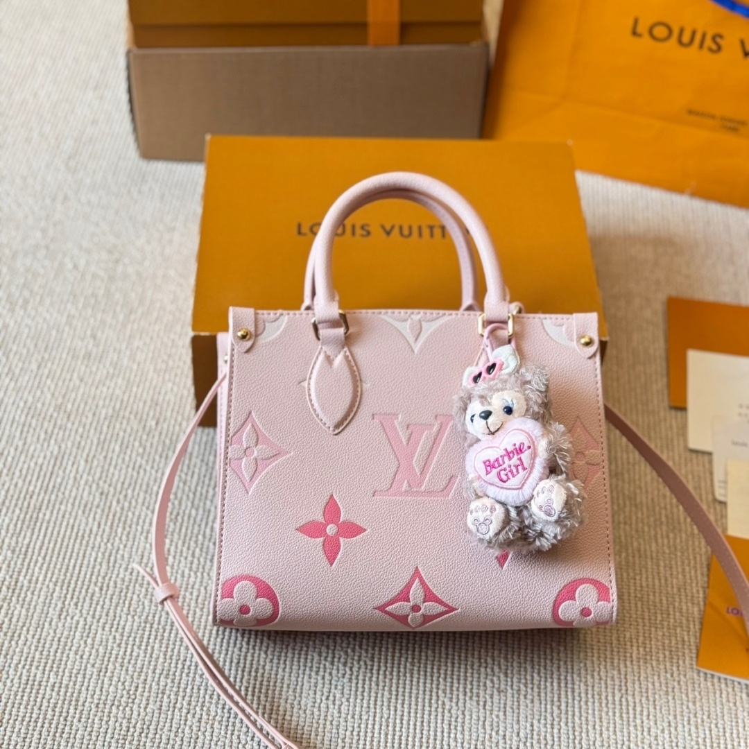 LV Pink Gradient Embossed Monogram Onthego Bag With Charm  YV24072311