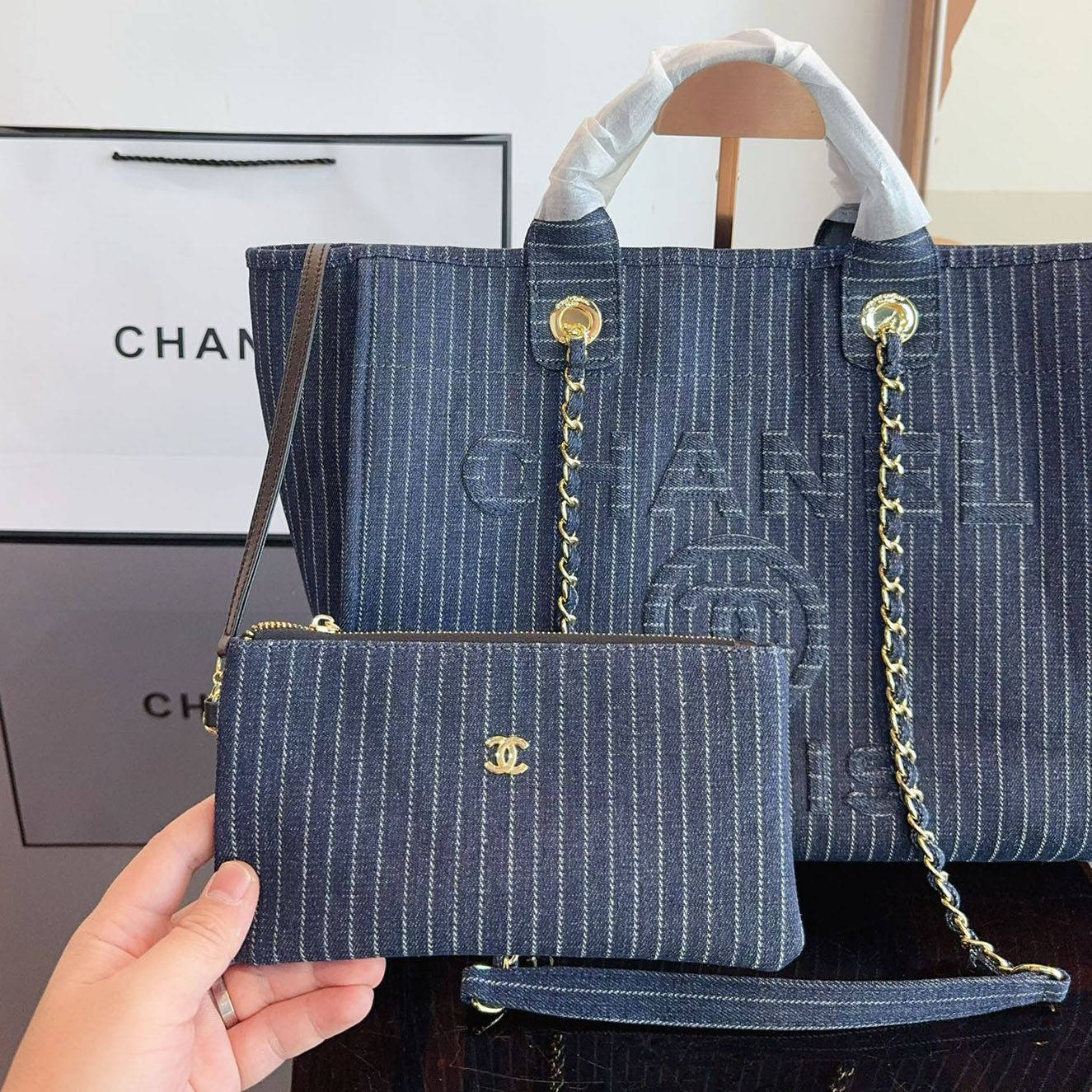 CH Navy Blue Canvas Tote C1603