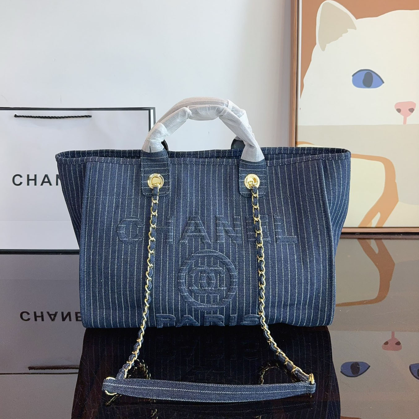 CH Navy Blue Canvas Tote C1603