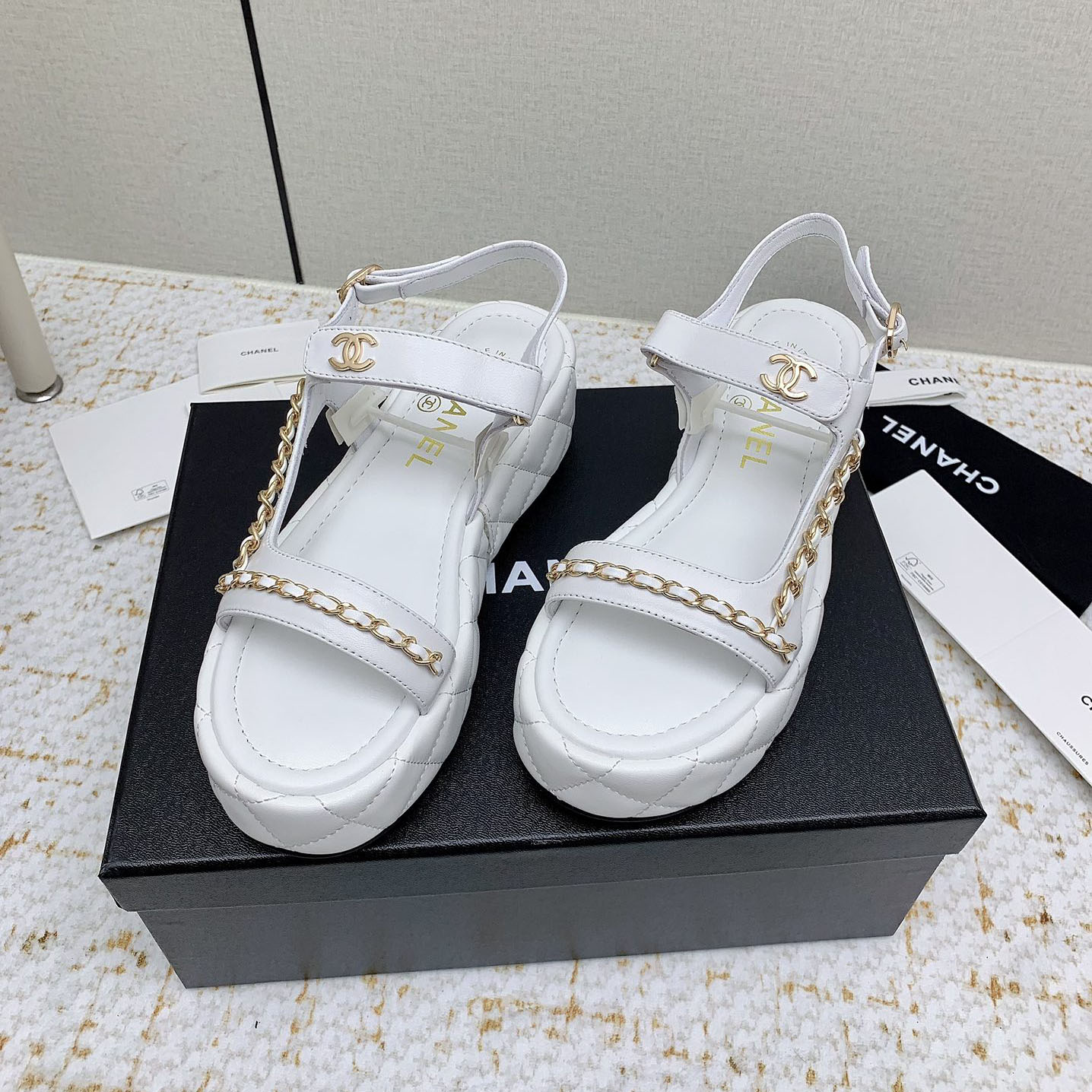 CH Platform Chain Wedge Sandals BB25072310