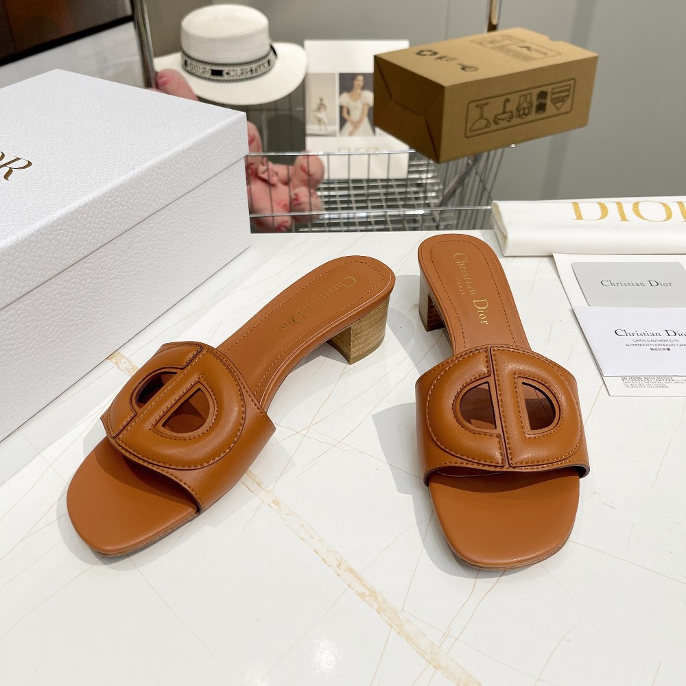 CD Buckle Mid-Heel Slippers YV24072612