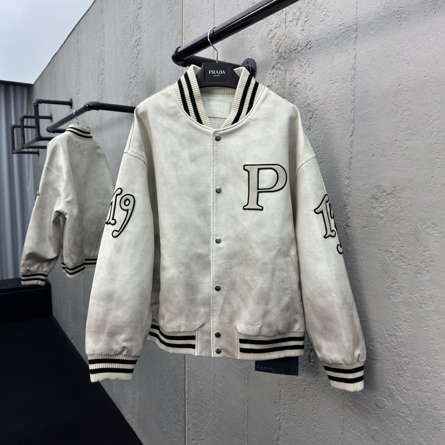 PRA Distressed Leather Baseball Jacket DD25072743