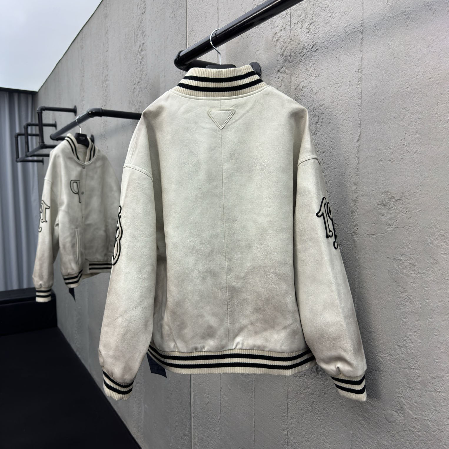 PRA Distressed Leather Baseball Jacket DD25072743