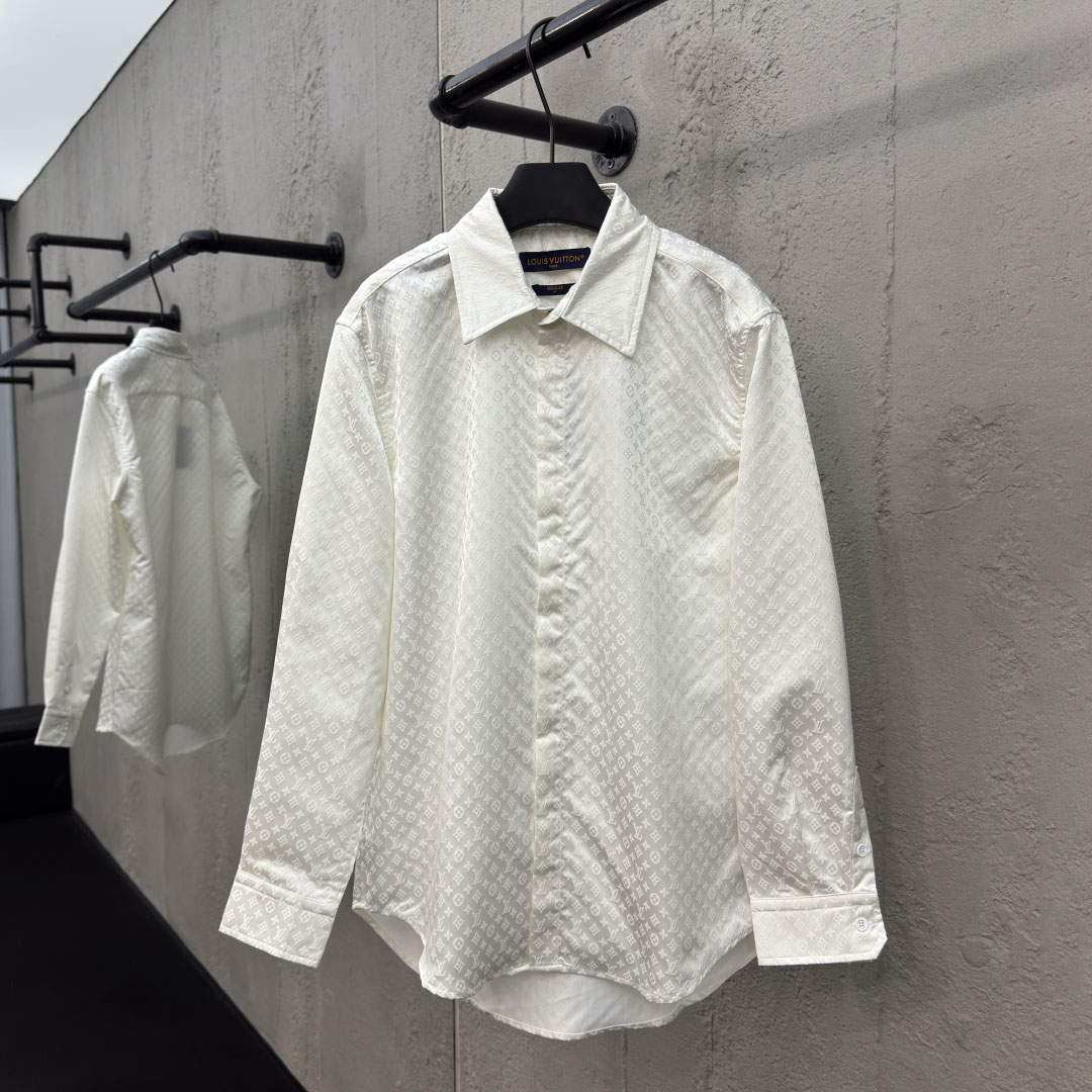 LV All-Over Jacquard Pointed-Collar Shirt DD25072827