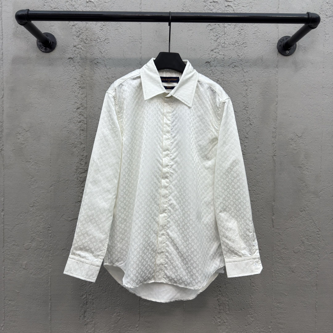 LV All-Over Jacquard Pointed-Collar Shirt DD25072827