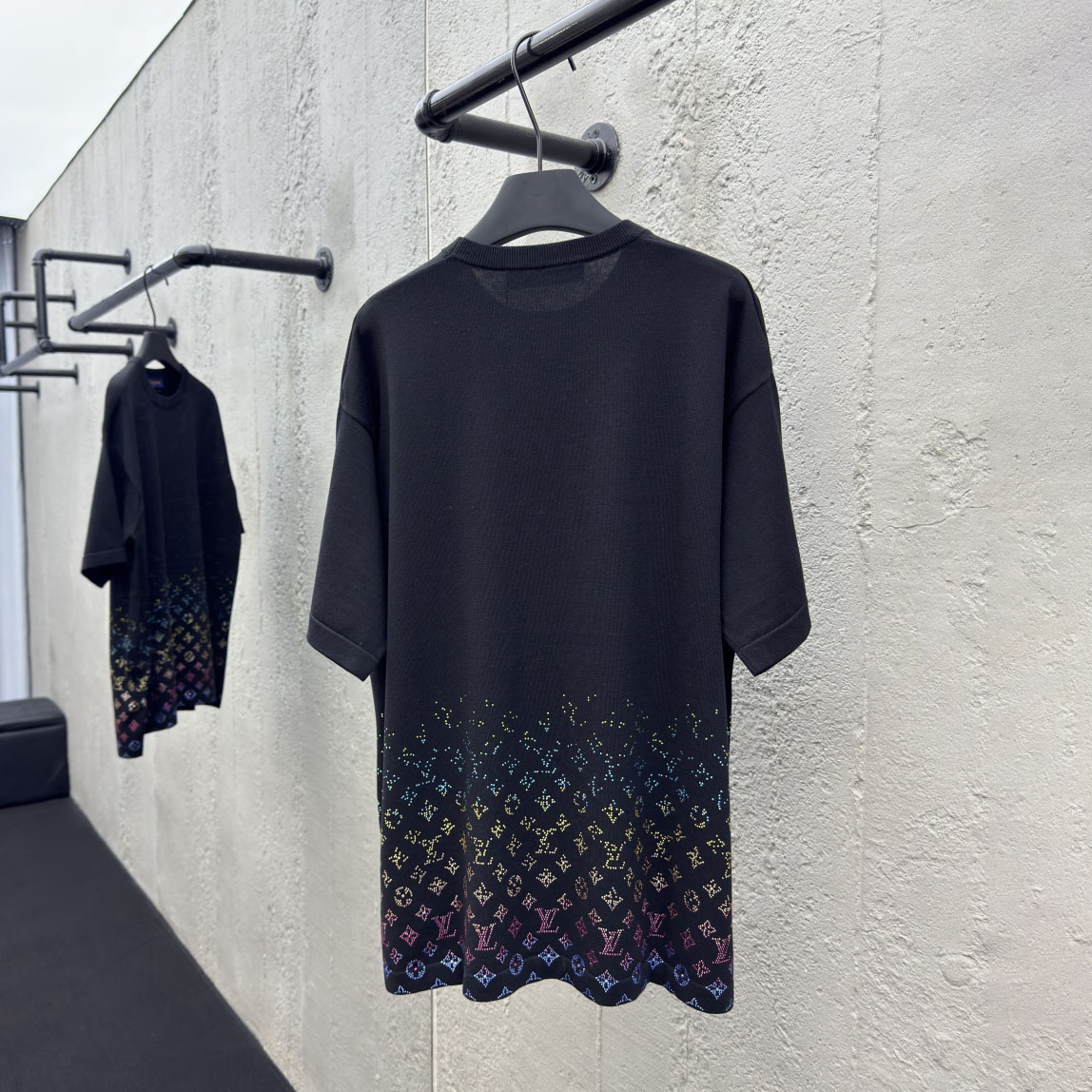 LV Gradient Rhinestone Knit Short-Sleeve DD25072825