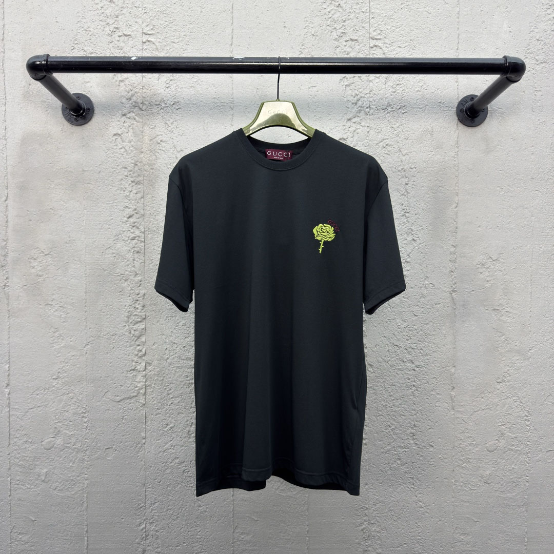 GG Green Rose Embroidered Short-Sleeve DD25072913