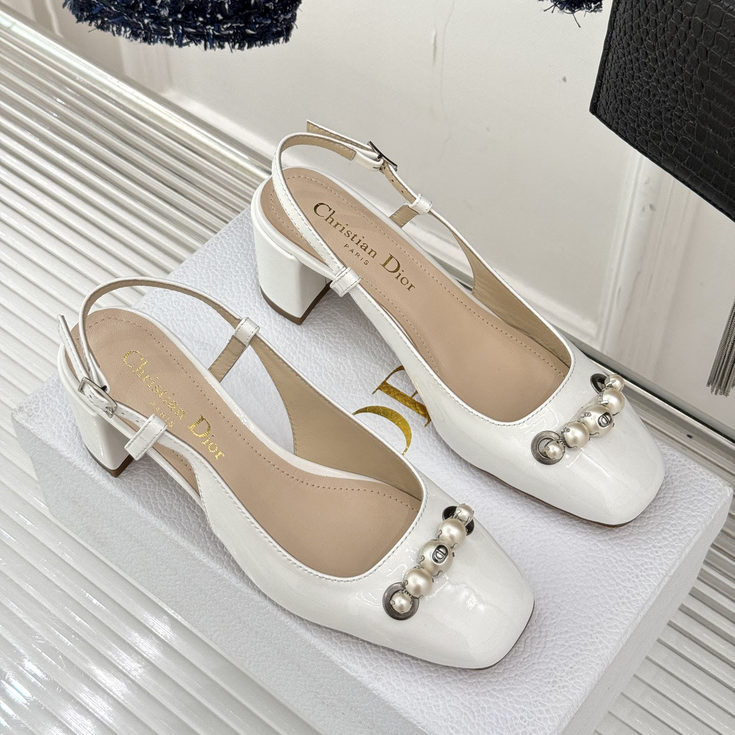 CD Pearl Block Heel Sandals AM25081330