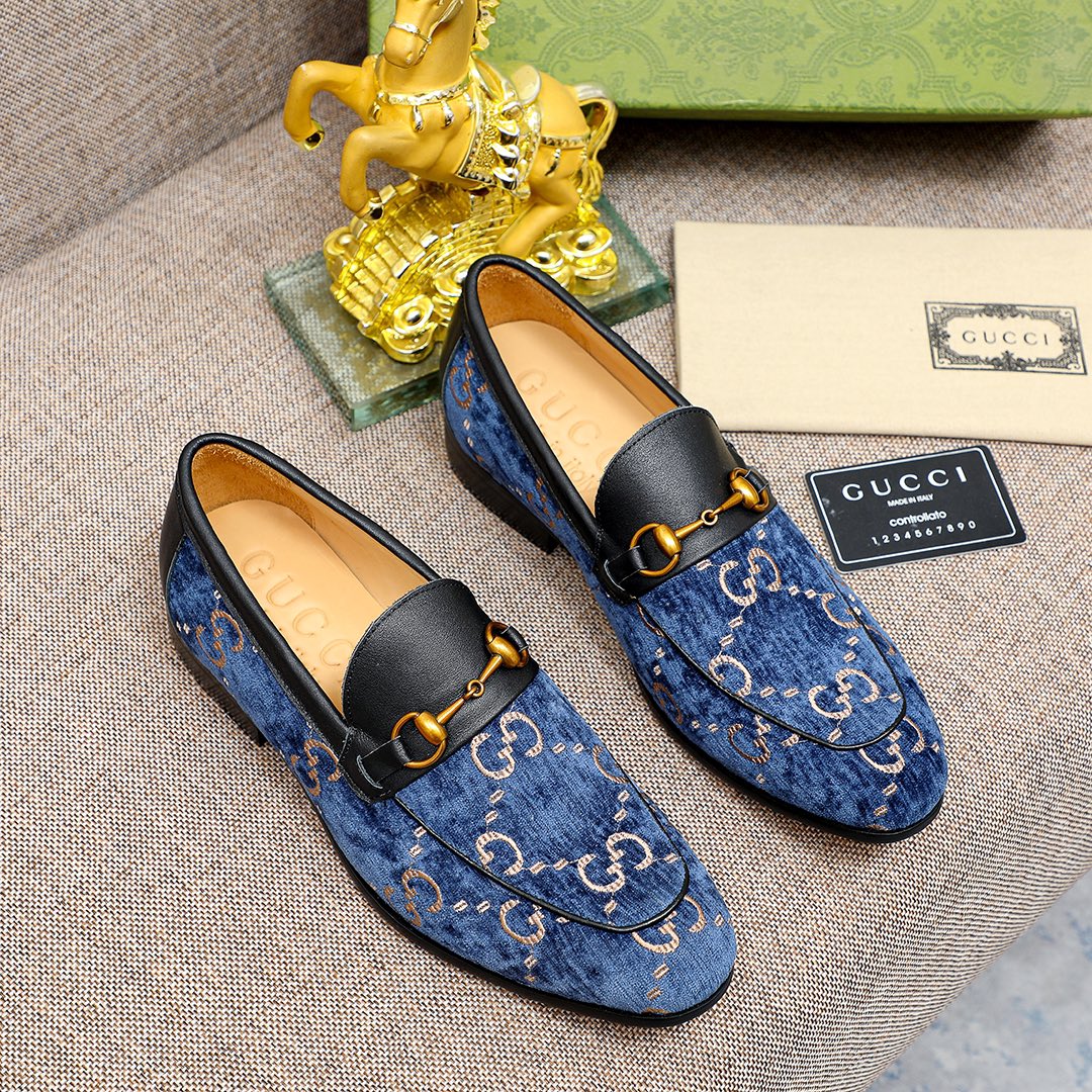 GG men's blue double G classic leather shoes XX25081111