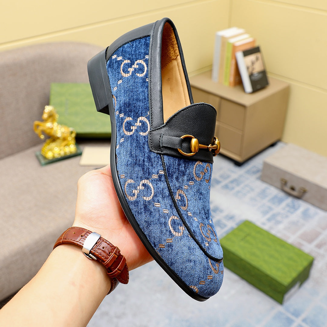 GG men's blue double G classic leather shoes XX25081111