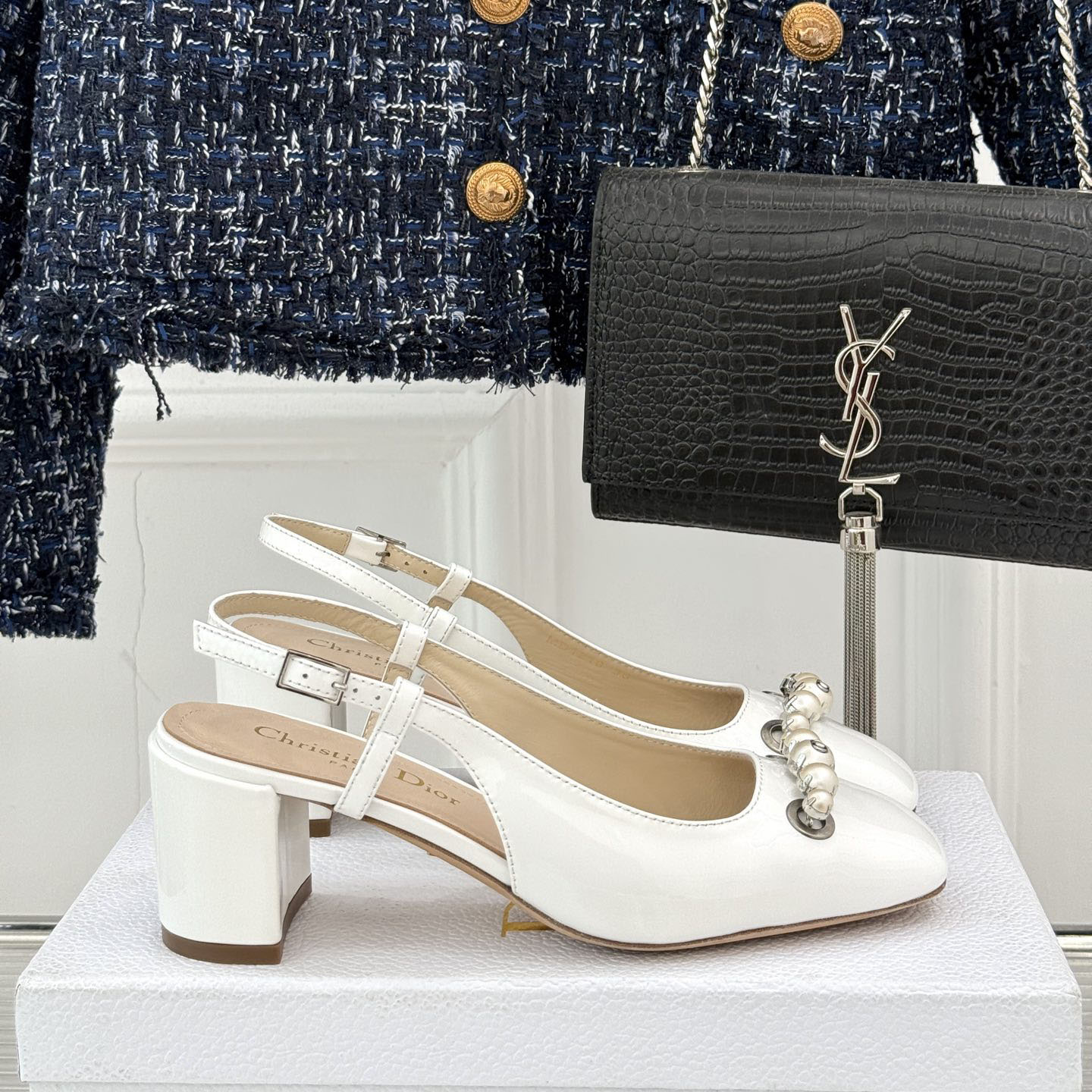 CD Pearl Block Heel Sandals AM25081330