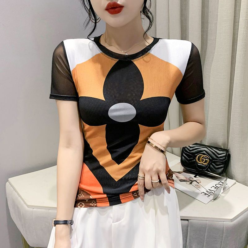 LV Women's Fashion Mesh Print T-Shirt XX25081201