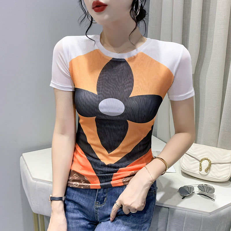 LV Women's Fashion Mesh Print T-Shirt XX25081201