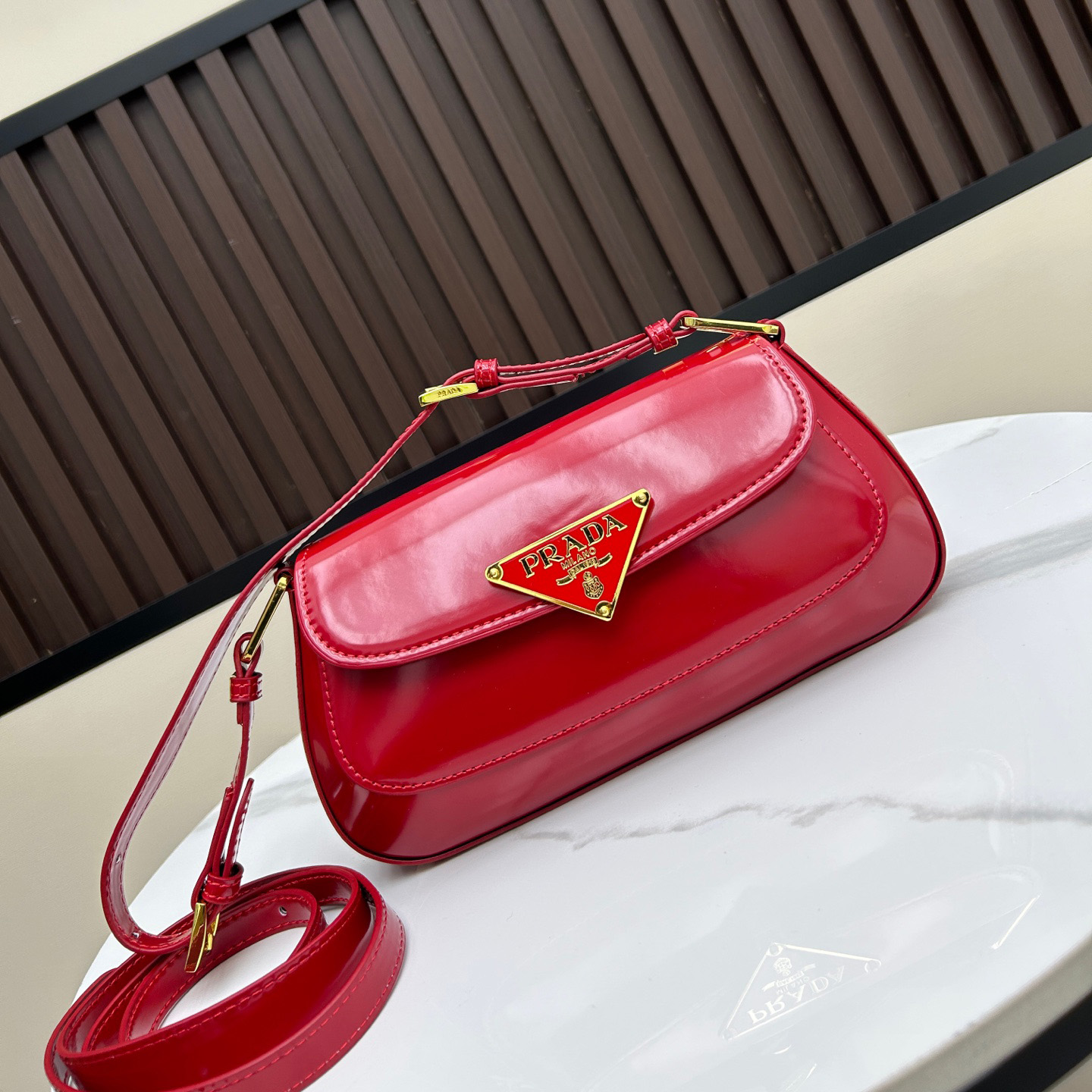 PRA Polished Leather Underarm Bag AM25081304